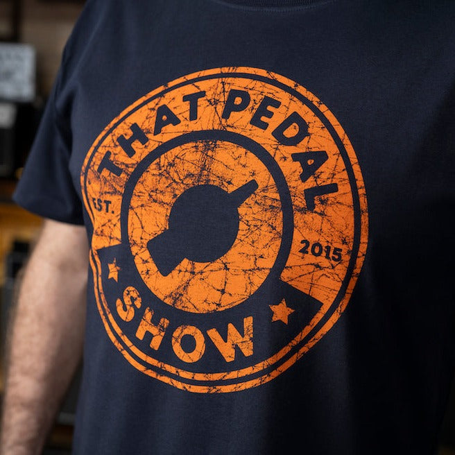 That Pedal Show Stomp Stamp T-shirt - Navy/Orange